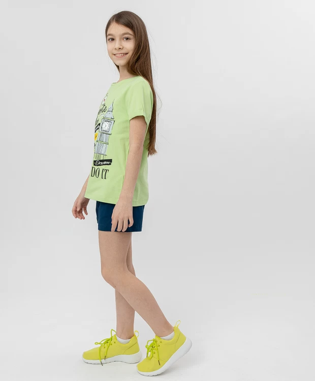 фото Салатовая футболка с коротким рукавом button blue (128)
