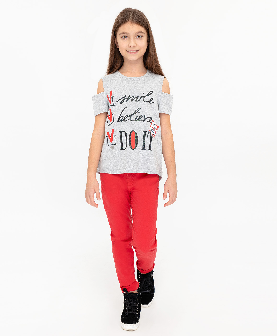 фото Футболка с открытыми плечами button blue