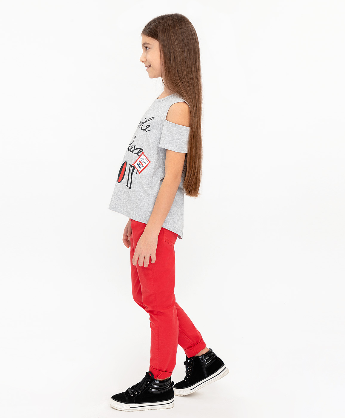 фото Футболка с открытыми плечами button blue