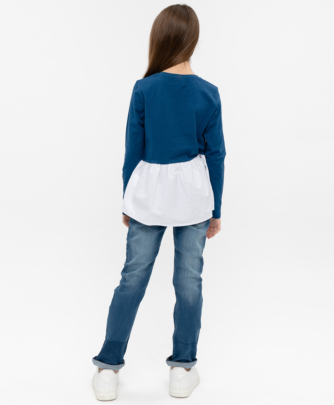 фото Синяя футболка с баской button blue