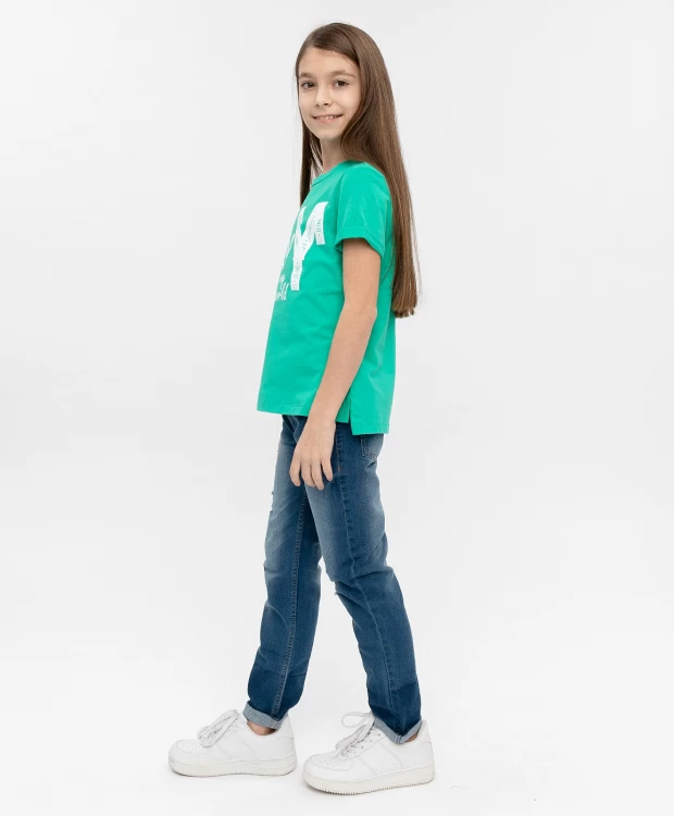 Зеленая футболка с принтом Button Blue (134), размер 134, цвет зеленый Зеленая футболка с принтом Button Blue (134) - фото 3