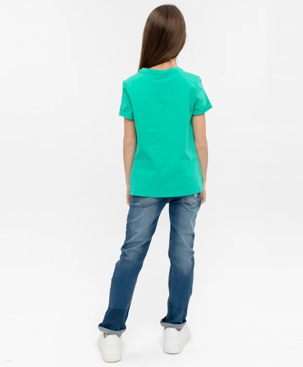 Зеленая футболка с принтом Button Blue (122), размер 122, цвет зеленый Зеленая футболка с принтом Button Blue (122) - фото 4