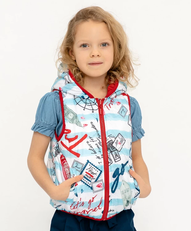 фото Двухсторонний жилет с капюшоном button blue (116)
