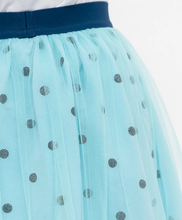фото Голубая юбка в горошек button blue (128)