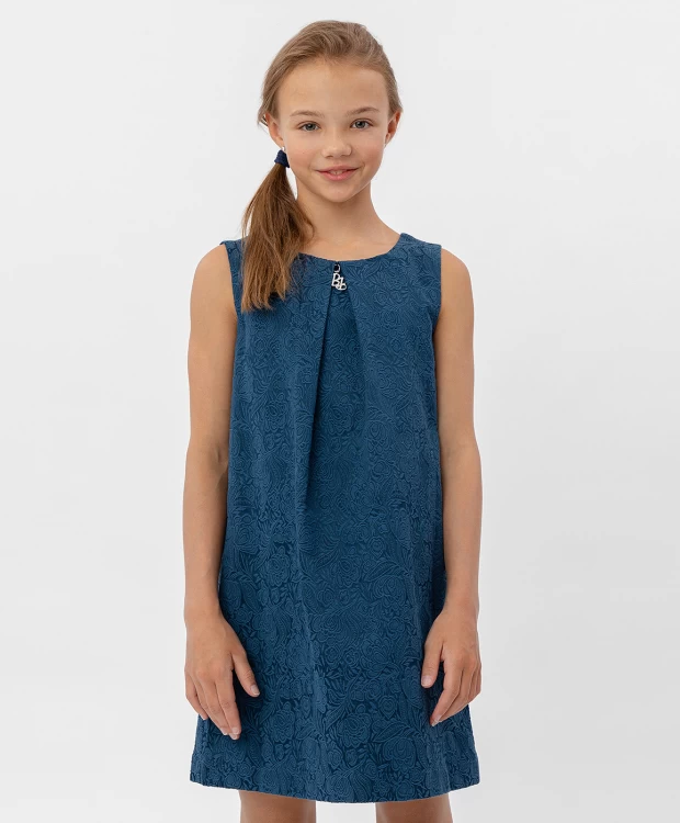 Синее жаккардовое платье Button Blue (152), размер 152, цвет синий Синее жаккардовое платье Button Blue (152) - фото 1