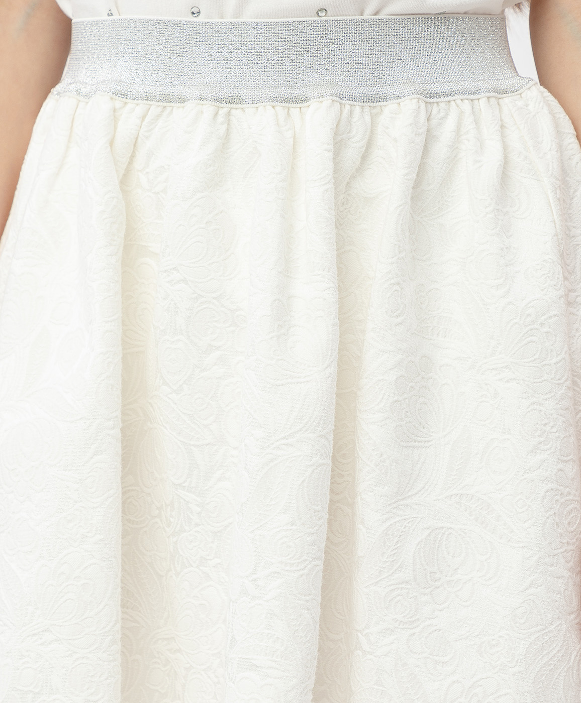 Белая жаккардовая юбка на резинке Button Blue 120BBGP61010200, размер 122, цвет белый - фото 5