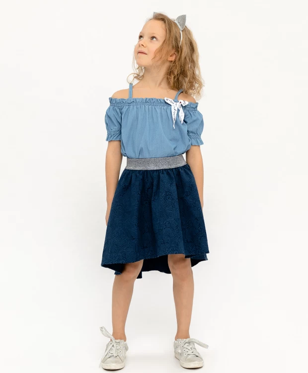фото Синяя жаккардовая юбка на резинке button blue (110)