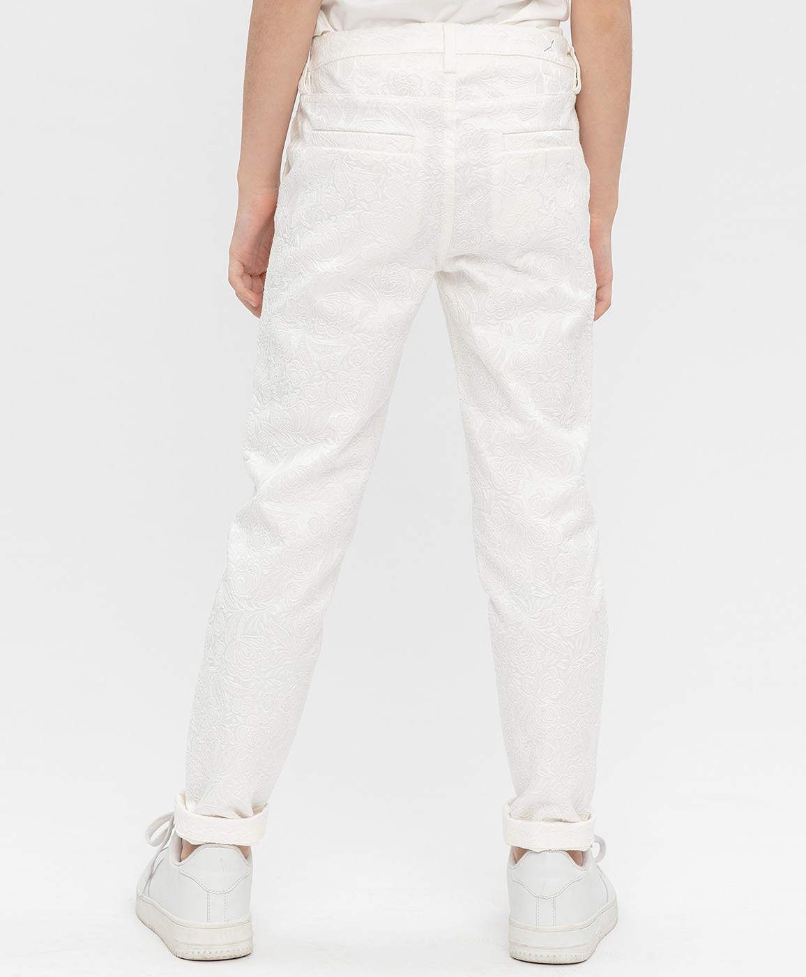 Белые жаккардовые брюки Button Blue 120BBGP63010200, размер 158, цвет белый - фото 4