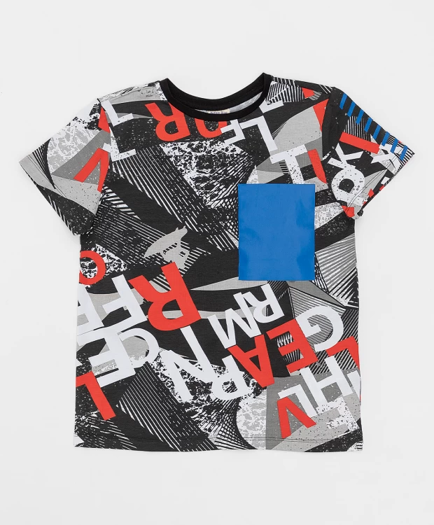 фото Футболка с принтом для мальчика button blue (110)