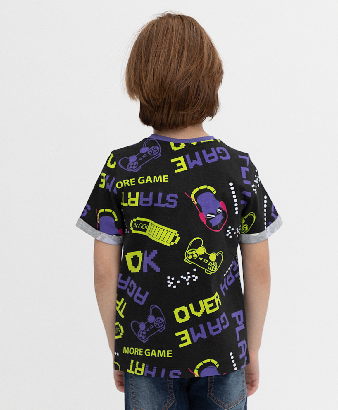 фото Черная футболка button blue