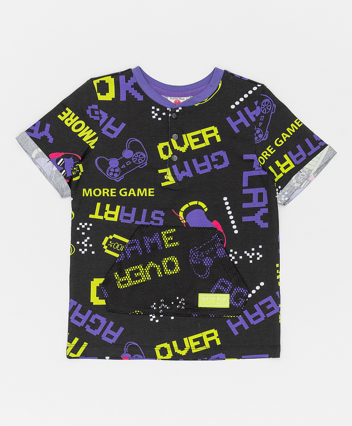 фото Черная футболка button blue