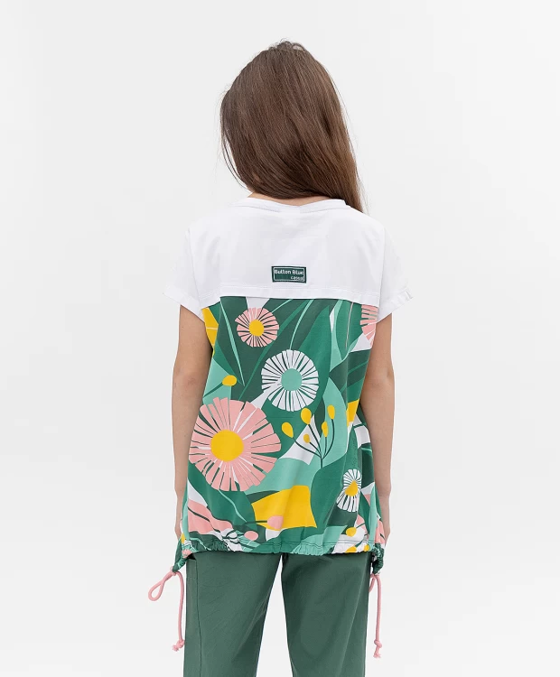 фото Белая футболка с принтом button blue (146)