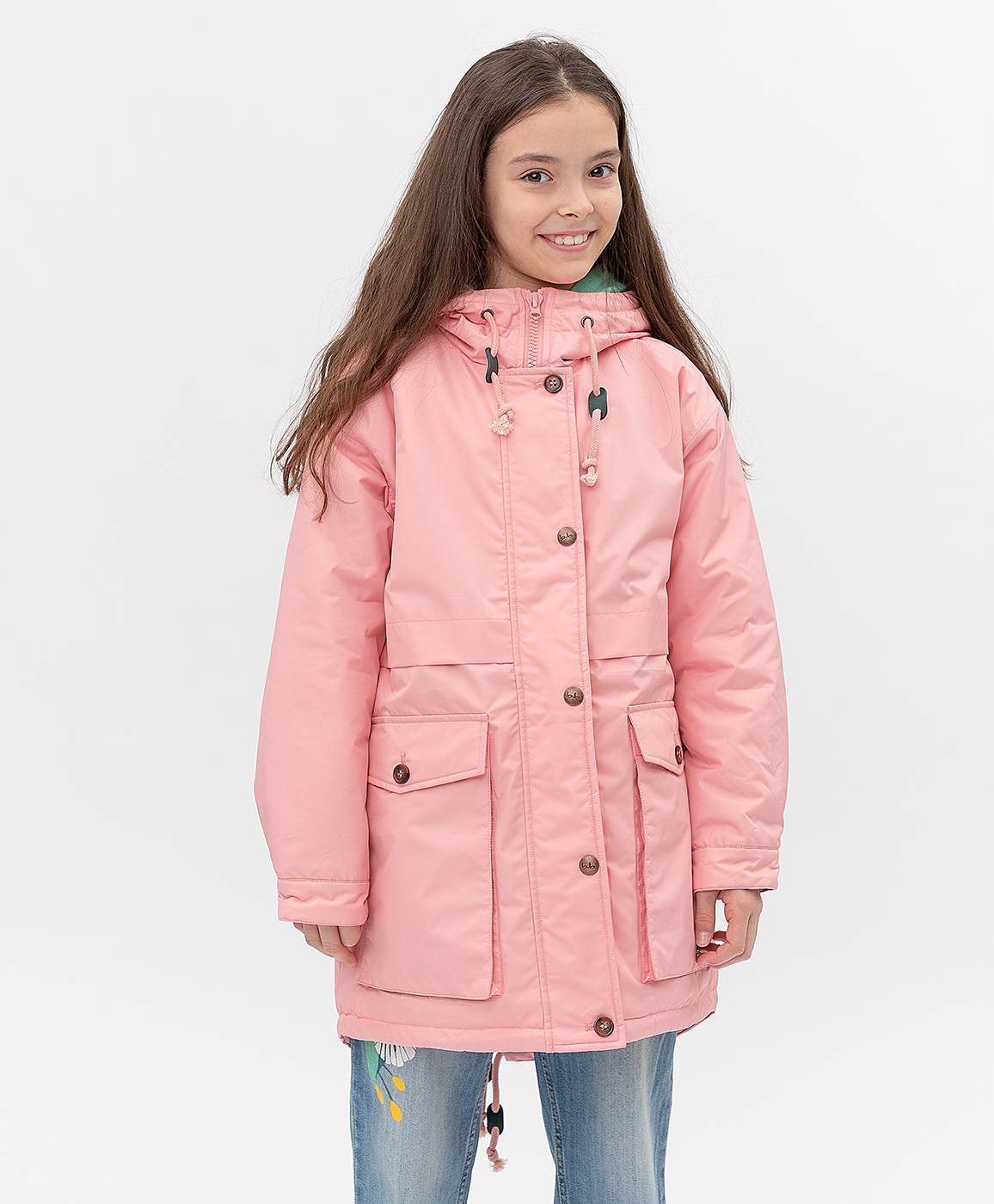фото Розовое пальто button blue