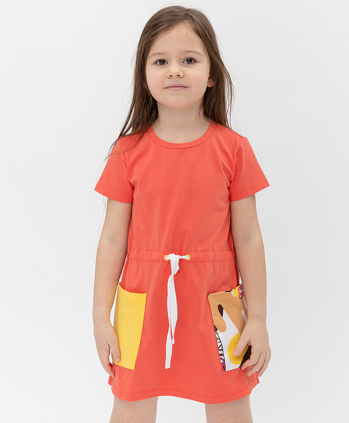 Оранжевое платье Button Blue 121BBGMC50073200, размер 98, цвет оранжевый миди - фото 2