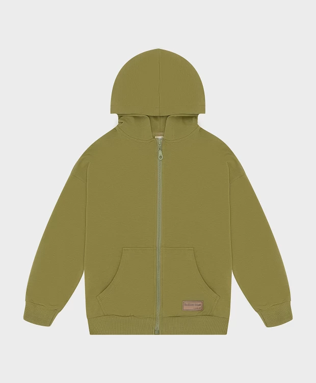 фото Толстовка со спущенным плечом хаки button blue (140)