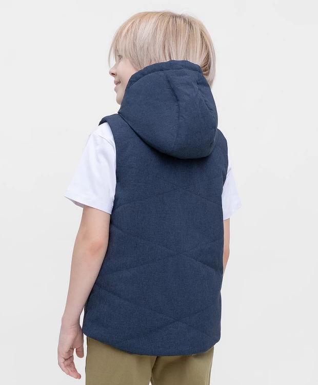 Жилет синий с капюшоном Button Blue