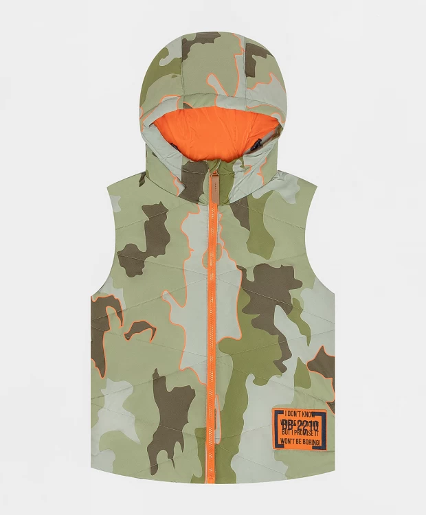 фото Жилет в стиле милитари с капюшоном button blue (158)