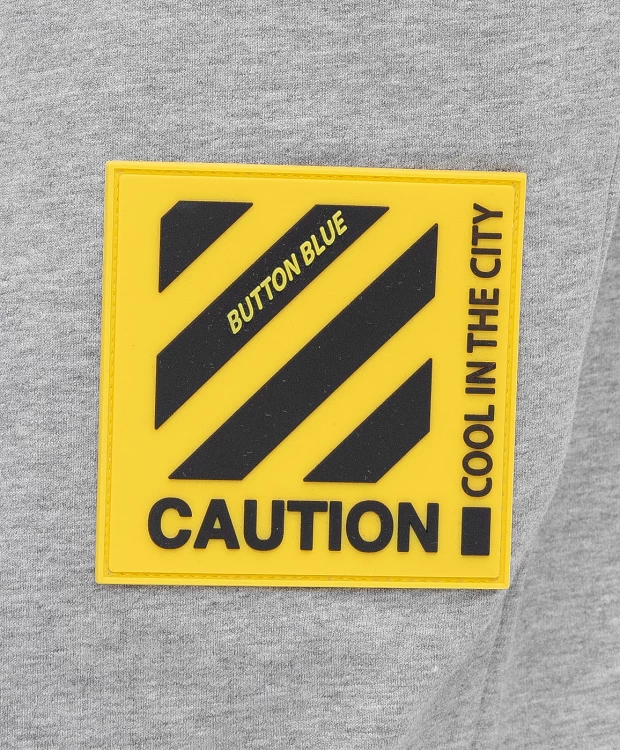 фото Брюки из футера с нашивкой серые button blue (146)