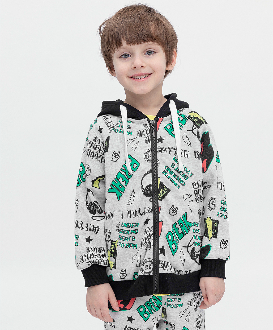 фото Толстовка с рукавом реглан серая button blue