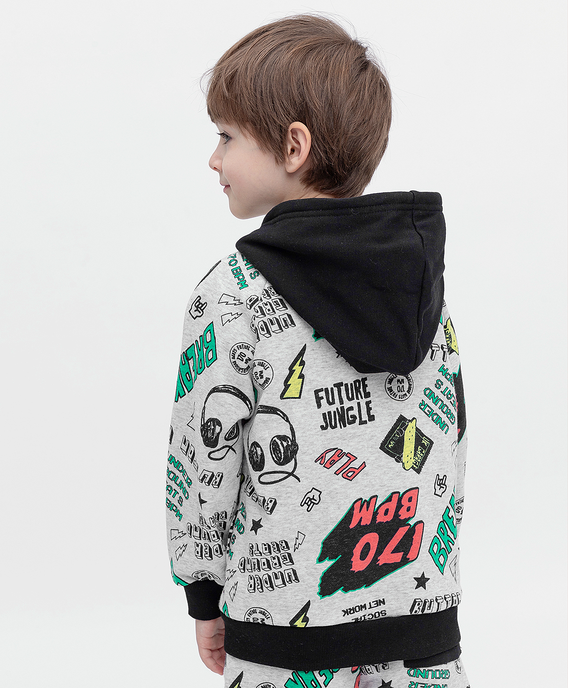 фото Толстовка с рукавом реглан серая button blue