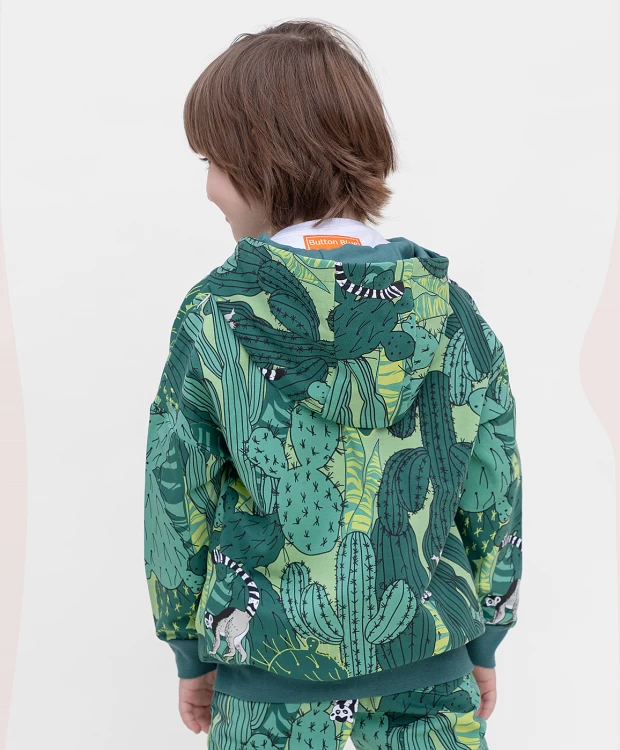 фото Толстовка со спущенным плечом зеленая button blue (128)