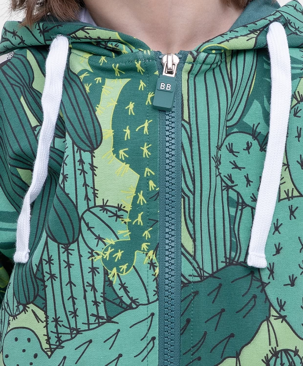 фото Толстовка со спущенным плечом зеленая button blue (128)