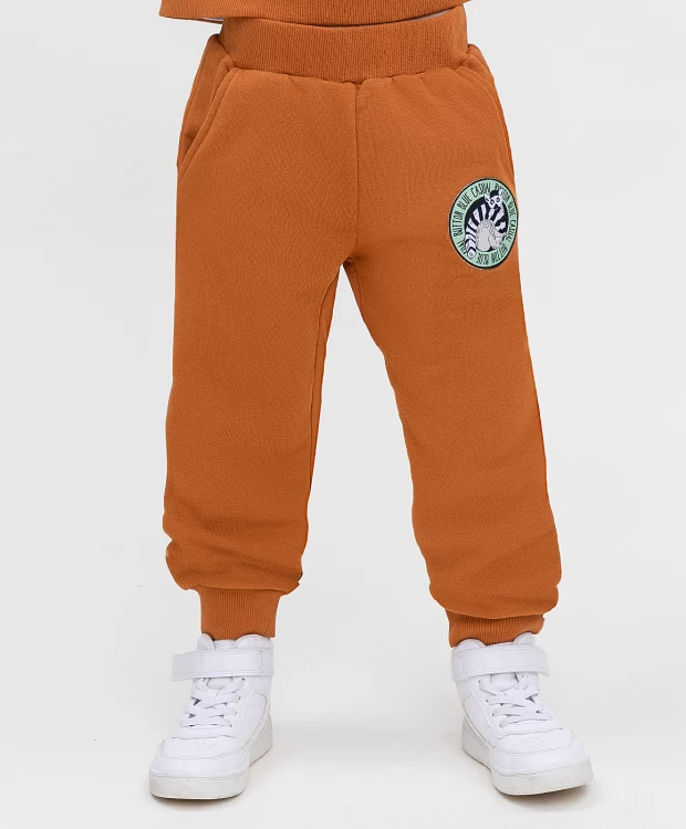 фото Брюки из футера коричневые button blue (104)