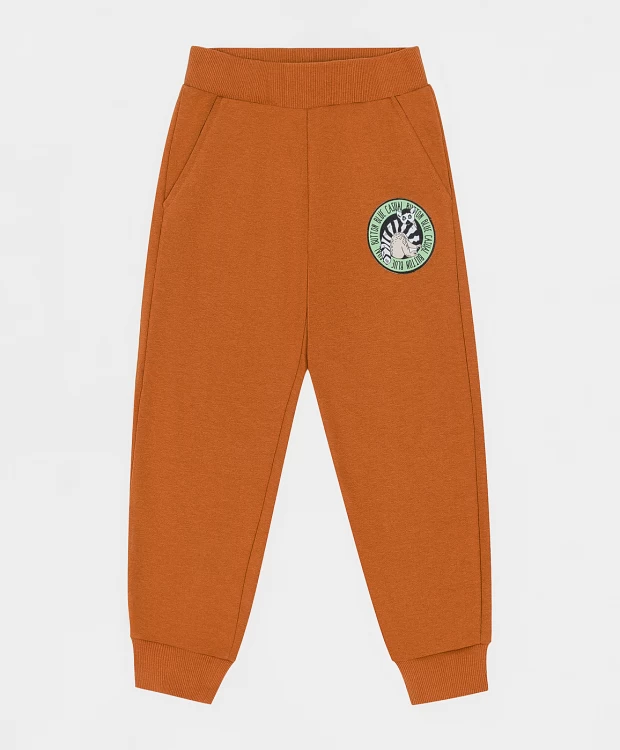 фото Брюки из футера коричневые button blue (104)