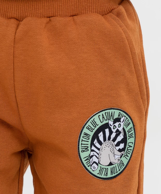 фото Брюки из футера коричневые button blue (104)