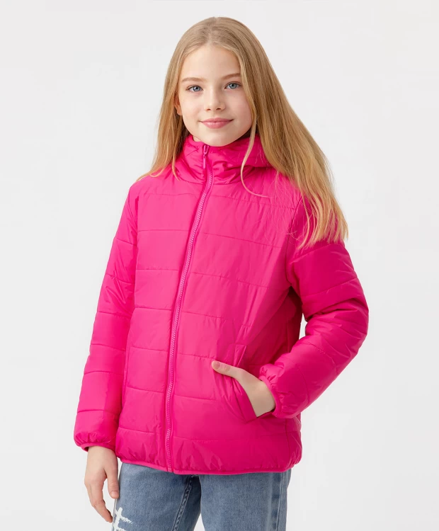 фото Куртка утепленная с капюшоном розовая button blue (122)