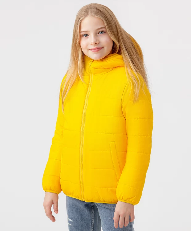 фото Куртка утепленная с капюшоном желтая button blue (122)