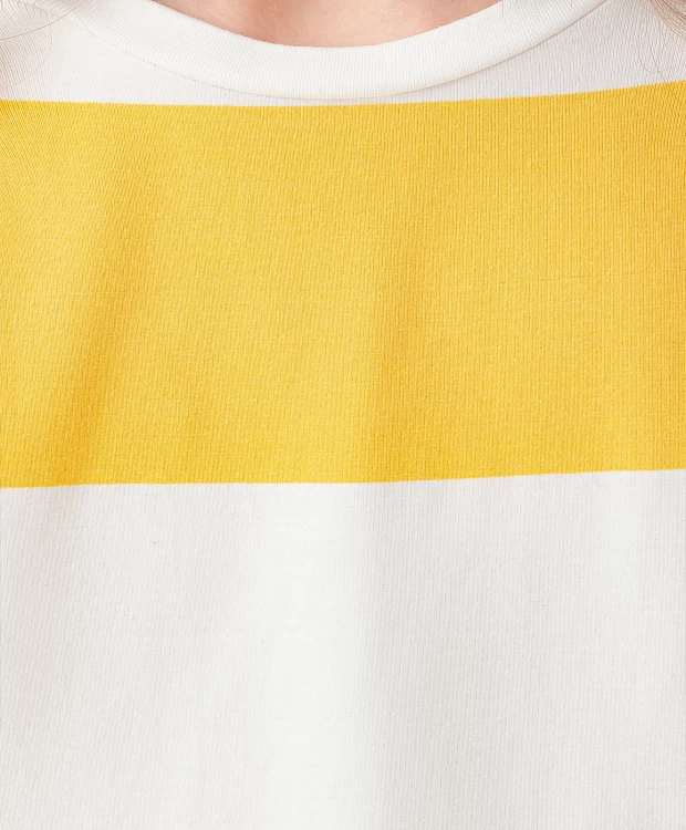 Платье-футболка с боковыми разрезами в полоску Button Blue (104), размер 104, цвет желтый Платье-футболка с боковыми разрезами в полоску Button Blue (104) Оверсайз - фото 5