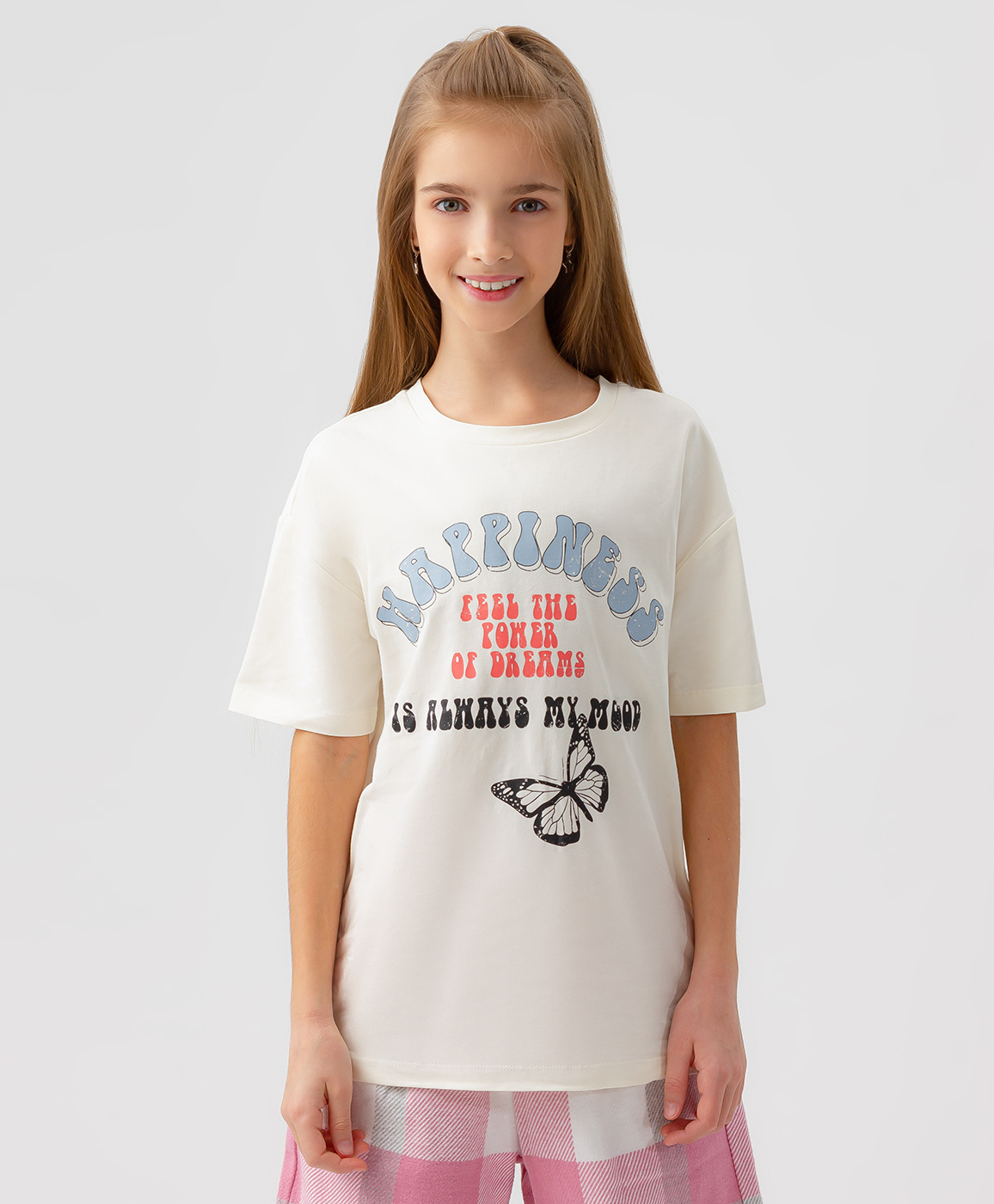 фото Футболка оверсайз с оригинальным принтом белая button blue