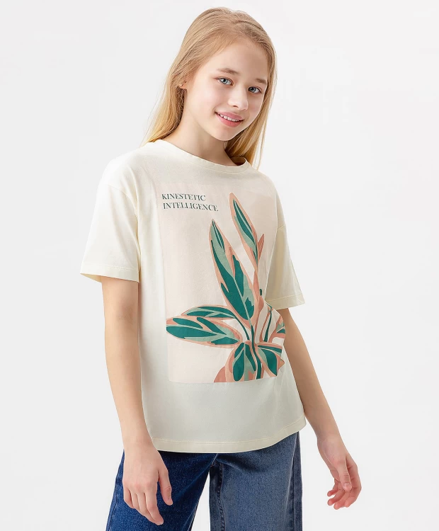 фото Футболка белая с принтом button blue (152)