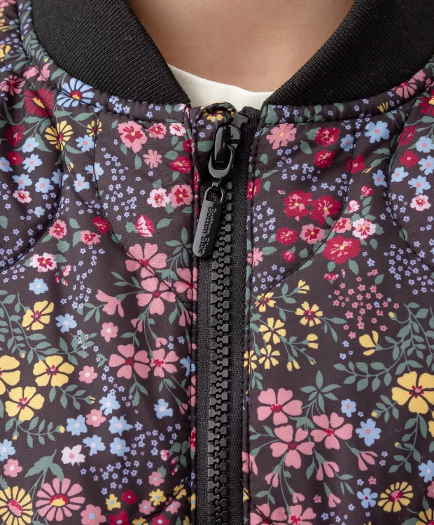 фото Куртка демисезонная стеганая с цветочным принтом button blue (158)