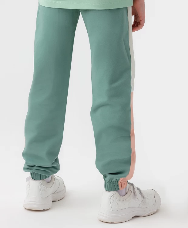 Джоггеры с лампасами зеленые Button Blue