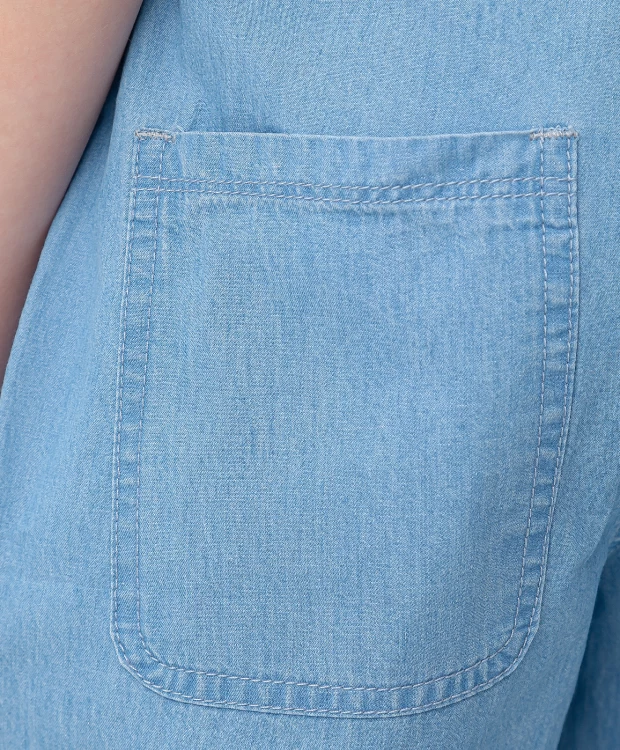 фото Комбинезон джинсовый с коротким рукавом голубой button blue (140)