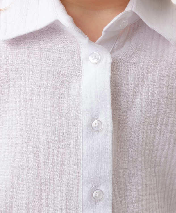 фото Рубашка муслиновая с коротким рукавом белая button blue (116)