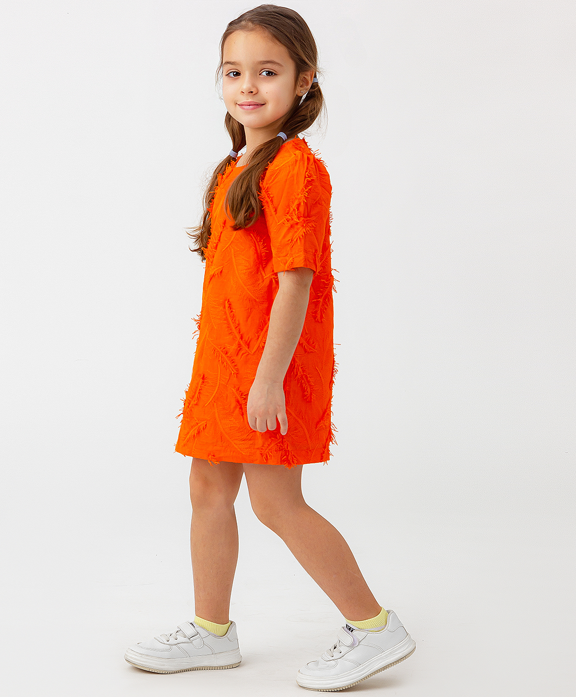 

Платье с вышивкой в виде перьев оранжевое Button Blue, Оранжевый, 123BBGMC25056100