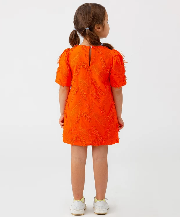 фото Платье с вышивкой в виде перьев оранжевое button blue (116)