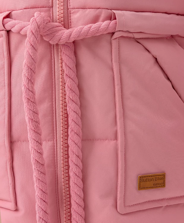 фото Куртка демисезонная оверсайз розовая button blue (98)