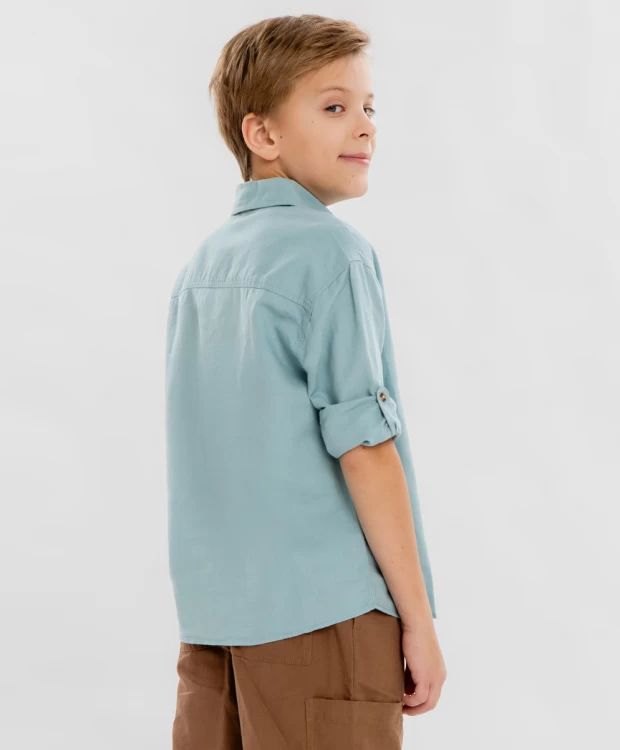 фото Рубашка голубая для мальчика button blue (110)
