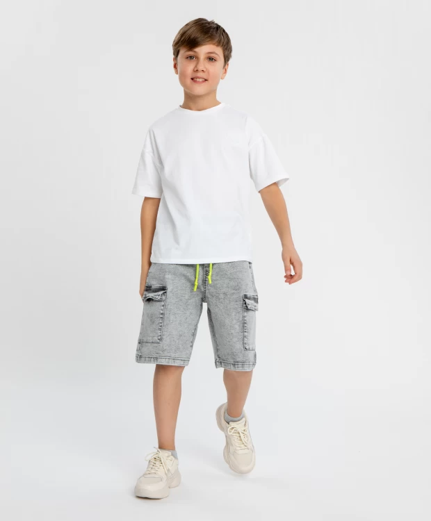 фото Футболка оверсайз белая детская button blue (158)