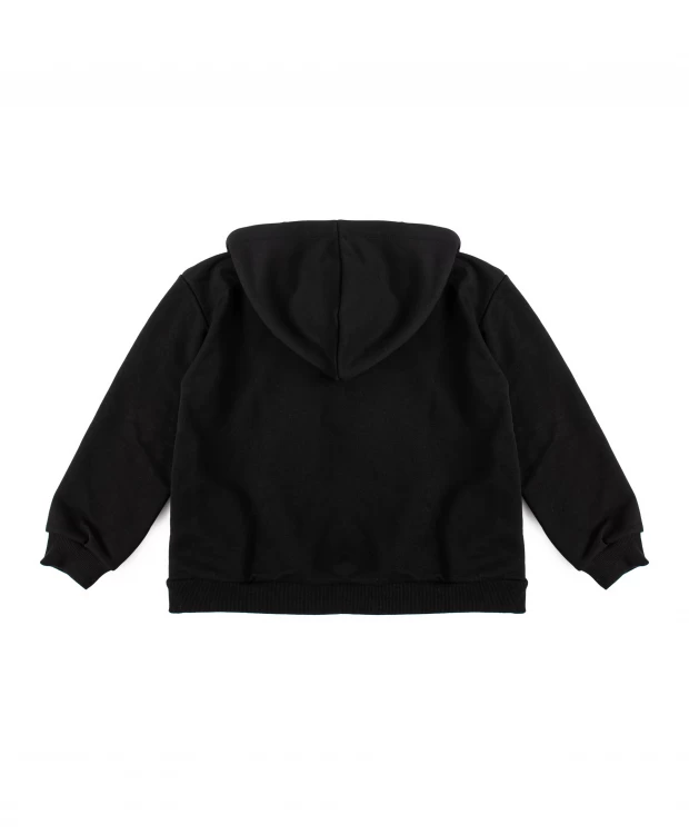 фото Худи с капюшоном с принтом на молнии чёрное для мальчика button blue (146)