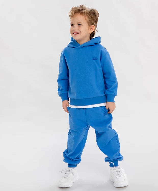 фото Худи оверсайз с капюшоном синее детское button blue (110)