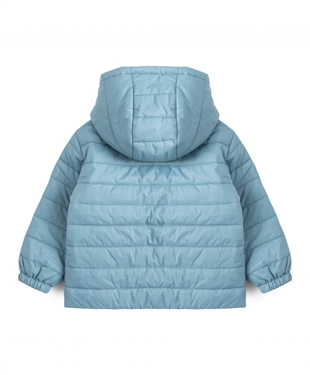 фото Куртка демисезонная стёганная с капюшоном голубая детская button blue (116)