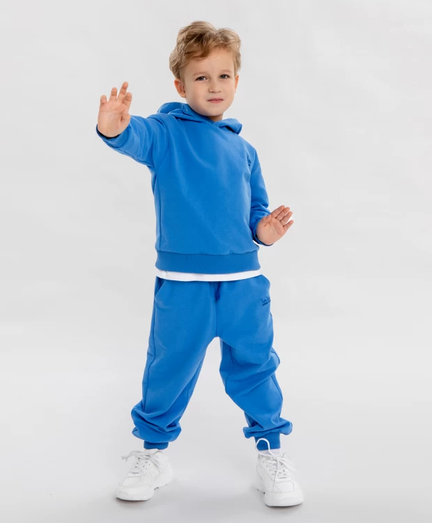 Джоггеры базовые с поясом на резинке синие детские Button Blue брюки трикотажные с поясом на резинке синие button blue