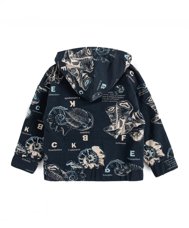 фото Худи оверсайз с принтом на молнии синее для мальчика button blue (98)