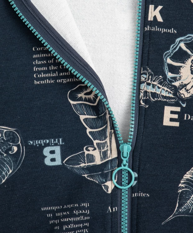 фото Худи оверсайз с принтом на молнии синее для мальчика button blue (98)