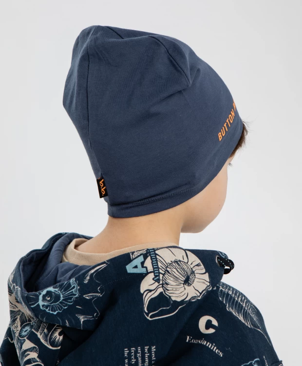 фото Шапка бини без подворота детская button blue (54)